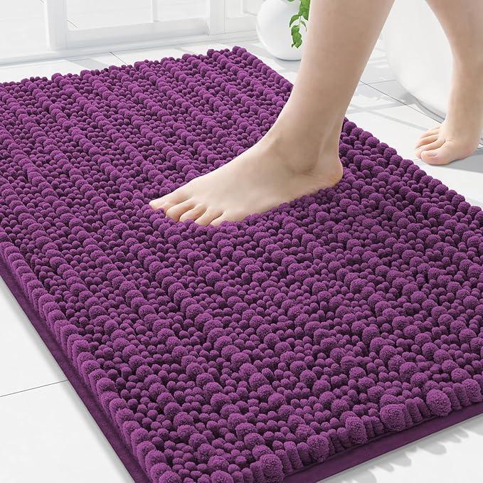 Arotive Luxury Chenille Bathroom Rug Mat, Extra Soft Thick Absorbent Shaggy Bath Rugs, Non-Slip Machine Wash Dry, Plush Bath Mats for Bathroom, Shower and Tub, 30x20, Purple - ModernBath