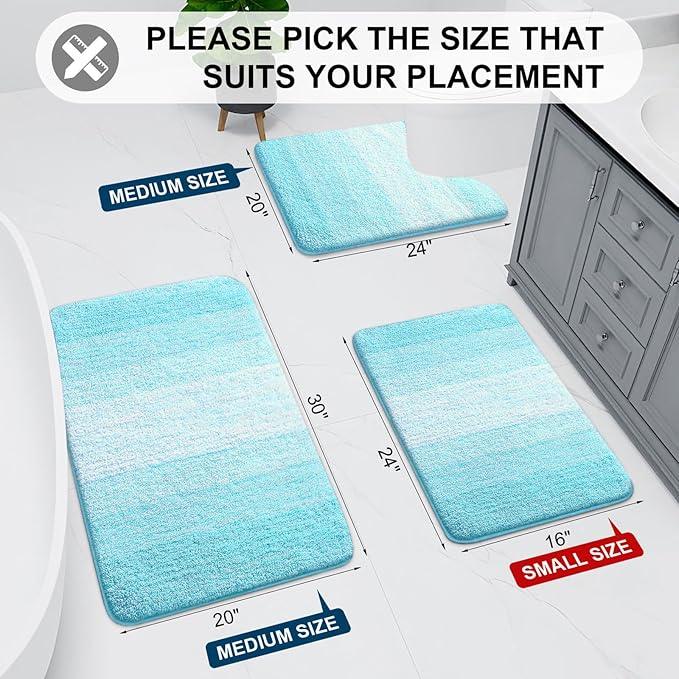 Arotive Microfiber Bathroom Rugs, Shaggy Soft and Absorbent Bath Rug, Non-Slip, Thick Plush Machine Washable Dry Bath Mats for Bathroom, Tub and Shower, 30x20, Sky Blue, Rectangular - ModernBath
