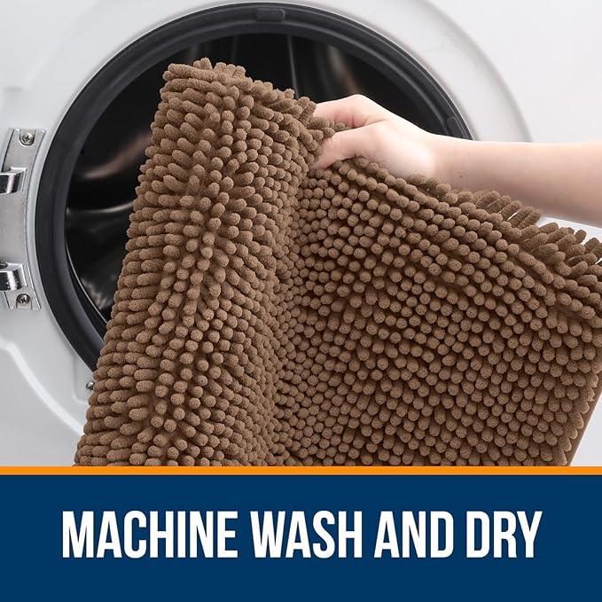OLANLY Bathroom Rugs 30x20, Extra Soft Absorbent Chenille Bath Rugs, Rubber Backing Quick Dry, Machine Washable Bath Mats for Bathroom Floor, Tub and Shower, Home Decor Accessories, Mocha - ModernBath