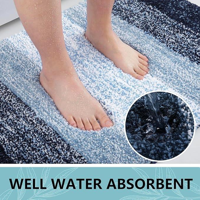 Arotive Microfiber Bathroom Rugs, Shaggy Soft and Absorbent Bath Rug, Non-Slip, Thick Plush Machine Washable Dry Bath Mats for Bathroom, Tub and Shower, 24x24, Dark Blue, Round - ModernBath