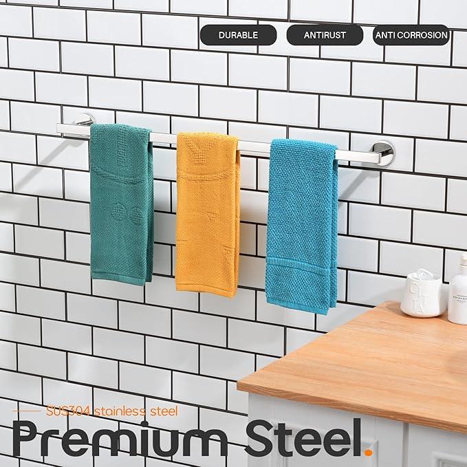 36 Inch Bathroom Towel Bar Bath Towel Rack Kitchen Towel Holder Long Towel Rails Wall Mounted SUS304 Stainless Steel Polished Chrome AN4001CH-L36 - ModernBath