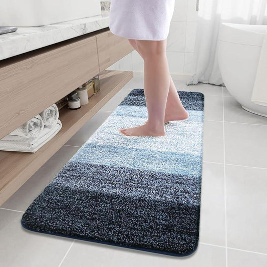 Arotive Microfiber Bathroom Rugs, Shaggy Soft and Absorbent Bath Rug, Non-Slip, Thick Plush Machine Washable Dry Bath Mats for Bathroom, Tub and Shower, 59x20, Dark Blue, Rectangular - ModernBath