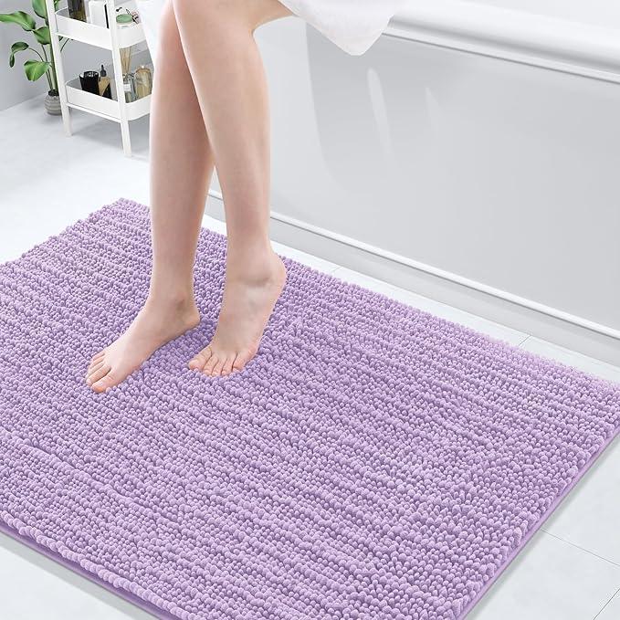 Arotive Luxury Chenille Bathroom Rug Mat, Extra Soft Thick Absorbent Shaggy Bath Rugs, Non-Slip Machine Wash Dry, Plush Bath Mats for Bathroom, Shower and Tub, 47x32, Light Purple - ModernBath
