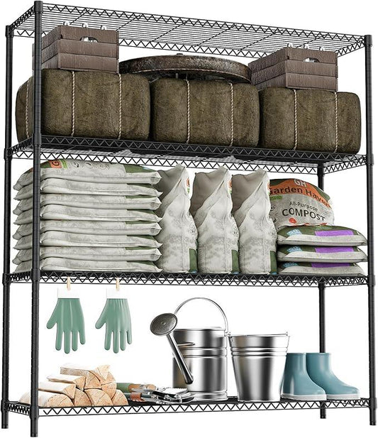 Stand Shelf Wire Rust-Proof Outdoor Storage Shelving 4-Tier Utility Shelving Unit for Garden Home,Kitchen,Office Dark Grey 17.7" D x 47.3" W x 59.4" H - ModernBath