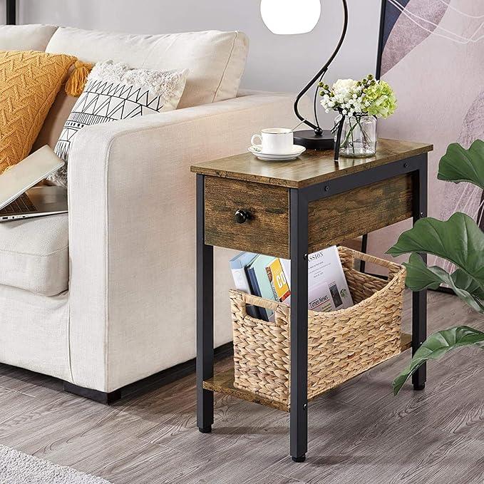 BTSKY Woven Magazine Holder, Water Hyacinth Magazine Basket, Natural Storage Basket Bin for Books & Files, Bathroom Magazine Rack with Built-in-Handle for Home, Office & Desk - 17x6.5x9.8 Inch - ModernBath