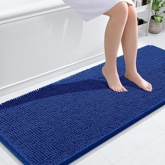 OLANLY Bathroom Rugs 59x24, Extra Soft Absorbent Chenille Bath Rugs, Rubber Backing Quick Dry, Machine Washable Bath Mats for Bathroom Floor, Tub and Shower, Home Decor Accessories, Royal Blue - ModernBath