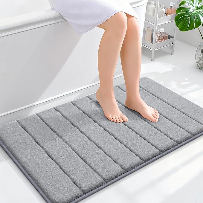 OLANLY Memory Foam Bath Mat 36x24, Super Soft Absorbent Bathroom Rugs, Quick Dry, Machine Washable Shower Floor Rugs, Bathmat Carpet, Bathroom Home Decor Accessories, Grey - ModernBath