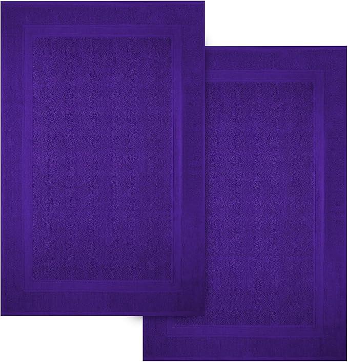 Infinitee Xclusives Premium Cotton Bath Mats for Bathroom – Pack of 2 | 34x22 Inches | Ultra Soft, Super Absorbent, Non-Slip, Machine Washable Mats (Profound Purple) [Not a Rug] - ModernBath