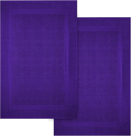 Infinitee Xclusives Premium Cotton Bath Mats for Bathroom – Pack of 2 | 34x22 Inches | Ultra Soft, Super Absorbent, Non-Slip, Machine Washable Mats (Profound Purple) [Not a Rug] - ModernBath