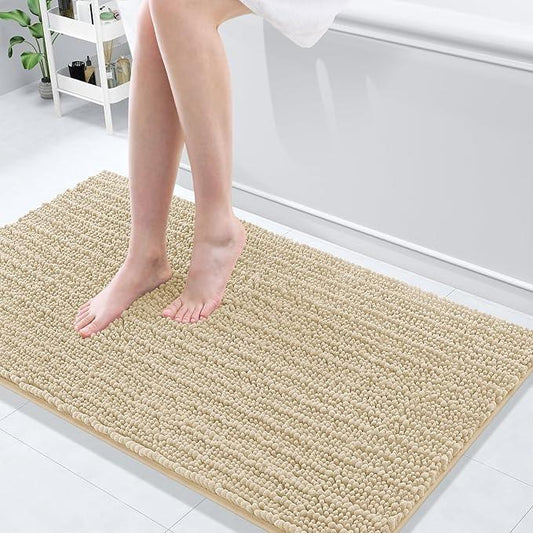 Arotive Luxury Chenille Bathroom Rug Mat, Extra Soft Thick Absorbent Shaggy Bath Rugs, Non-Slip Machine Wash Dry, Plush Bath Mats for Bathroom, Shower and Tub, 47x24, Cream Beige - ModernBath