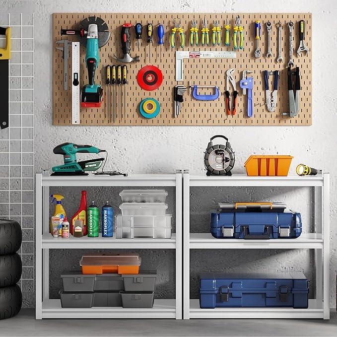 Garage Shelving Adjustable 3 Tier Heavy Duty Metal Storage Shelves Adjustable Utility Rack Organization for Kitchen, Pantry, Closet, Garage, Office 31.5" W x 15.75" D x 31.5" H, White - ModernBath