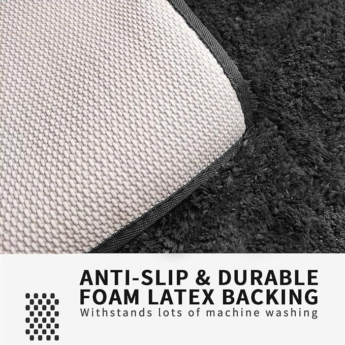 FIFU Bathroom Runner Rug 24" W x 60" L, Bath Mats for Bathroom, Bedroom & Kitchen, Non-Slip Rubber Latex Backing, Comfort & Soft Shower Bathmat & Carpet for Sink, Home & Hallways, Black - ModernBath