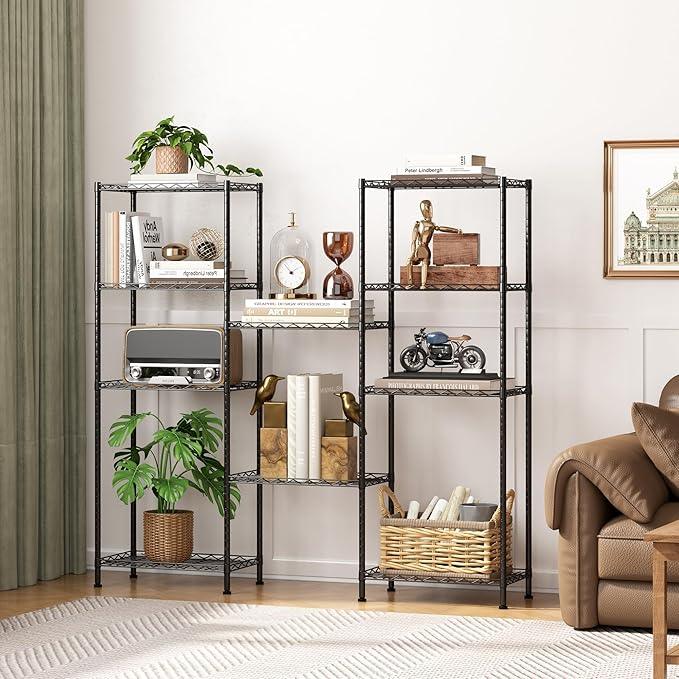HOMEFORT 5-Shelving Unit, Adjustable Wire Shelving, Metal Wire Shelf Rack Organizer for Kitchen, Pantry, Closet, Bathroom, Laundry, Black,21" W x 11" D x 53" H - ModernBath