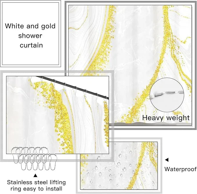 25PCS Bathroom Accessory Set, White Bathroom Set with Large-Capacity 4 Gallon Trash Can,Bathroom Rugs Set, Waterproof Shower Curtain, Toilet Brush, Toothbrush Holder & Soap Dispenser - ModernBath