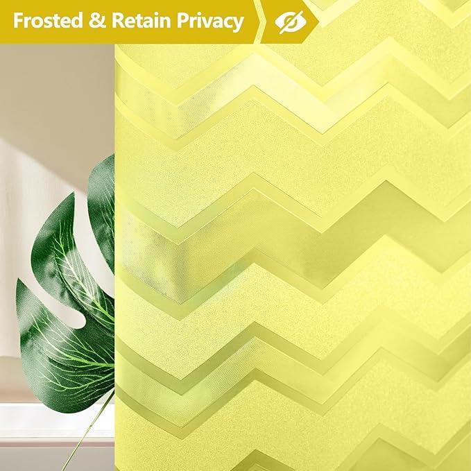 Seenus Waterproof PEVA Shower Curtain Yellow Striped, 3D Frosted Shower Curtain Liner with 3 Large Magnets, Bathroom Translucent Plastic Shower Curtain with Water Ripple Pattern - ModernBath