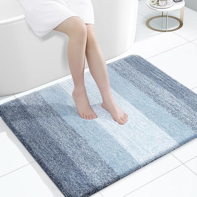 OLANLY Bathroom Rugs Mat 40x32, Extra Soft Absorbent Microfiber Bath Rugs, Rubber Backing, Quick Dry, Machine Washable Bath Mats for Bathroom Floor, Tub and Shower, Home Decor Accessories, Blue - ModernBath