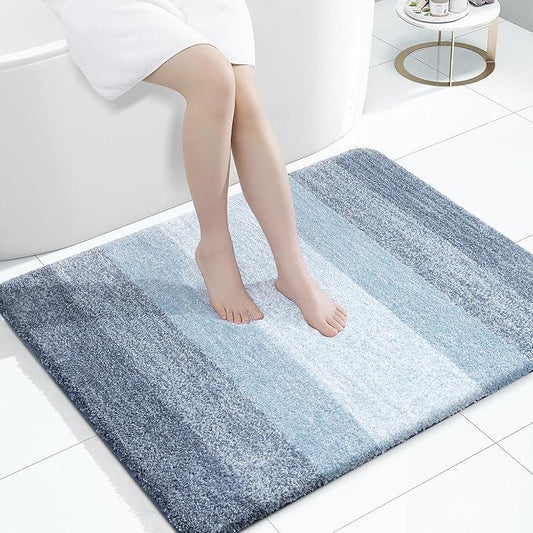 OLANLY Bathroom Rugs Mat 40x32, Extra Soft Absorbent Microfiber Bath Rugs, Rubber Backing, Quick Dry, Machine Washable Bath Mats for Bathroom Floor, Tub and Shower, Home Decor Accessories, Blue - ModernBath
