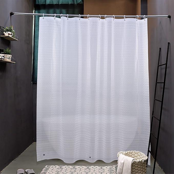 NTBAY EVA Semi-Transparent Clear Shower Curtain with Diamond, Water-Repellent Liner with 3 Magnets for Bathroom, 72x72 Inches - ModernBath