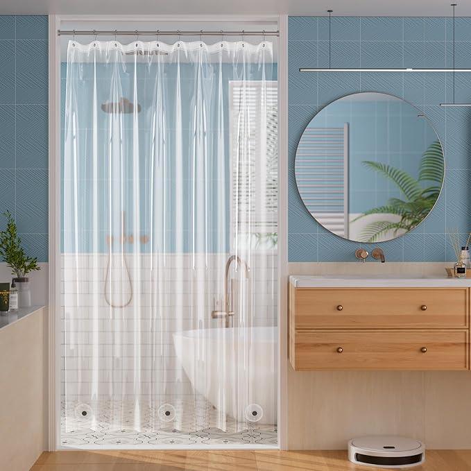 Titanker Shower Curtain Liner 60x72, Clear Plastic Shower Liner Lightweight PEVA Waterproof Shower Curtains for Bathroom with Magnets and Rustproof Grommet Holes - ModernBath