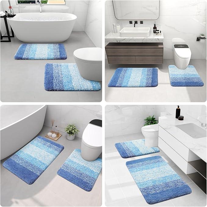 Arotive Microfiber Bathroom Rugs, Shaggy Soft and Absorbent Bath Rug, Non-Slip, Thick Plush Machine Washable Dry Bath Mats for Bathroom, Tub and Shower, 47x24, Light Royal Blue, Rectangular - ModernBath