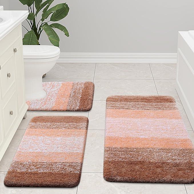 Arotive Microfiber Bathroom Rugs, Shaggy Soft and Absorbent Bath Rug, Non-Slip, Thick Plush Machine Washable Dry Bath Mats for Bathroom, Tub and Shower, 30x20, Orange, Rectangular - ModernBath