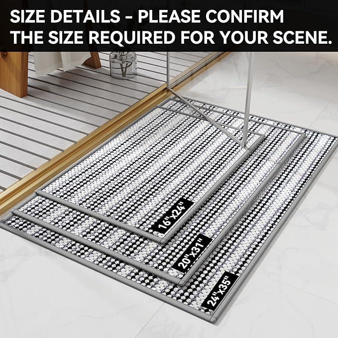 YDKGL Bathroom Rugs Non Slip Washable Bath Rugs Super Absorbent Chenille Bathroom Mat Thin Bath Mats Quick Dry Bath Mat Low Pile,Black 20x31 - ModernBath