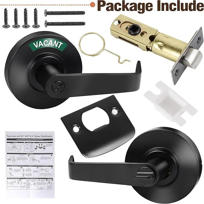 Privacy Indicator Lever Lock, Occupy Door Handle for Bathroom, Commercial Grade, for Restaurant, Office Building, Hospital, Matte Black - ModernBath