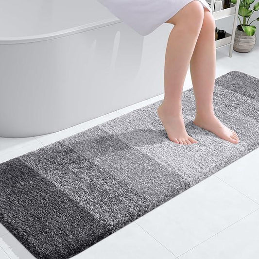OLANLY Bathroom Runner Rugs 59x20, Extra Soft Absorbent Microfiber Bath Rugs, Rubber Backing, Quick Dry, Machine Washable Bath Mats for Bathroom Floor, Tub and Shower, Home Decor Accessories, Grey - ModernBath