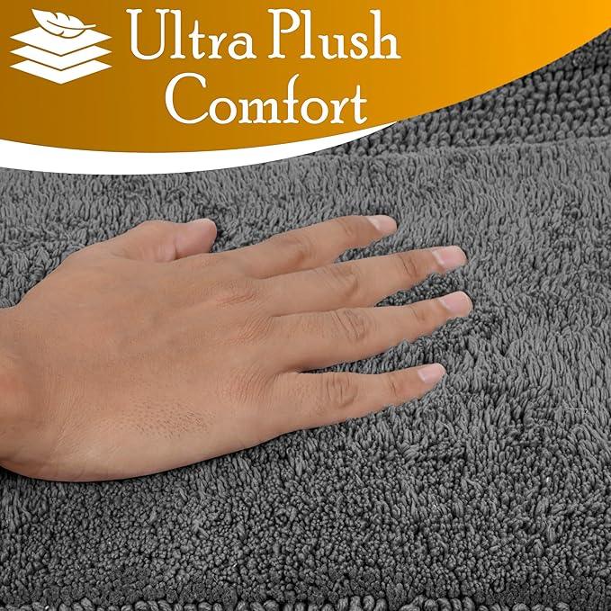 C23 Luxury Bathroom Rugs, Bath Mat - 20"x32" & 16"x24", 2200 GSM Tufted Cotton Bathroom Mat, Ultra-Absorbent Quick Dry Heavyweight Non-Slip Bathmat, Thick Soft Plush Machine Washable Bath Rug - 2 Pack - ModernBath