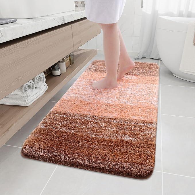 Arotive Microfiber Bathroom Rugs, Shaggy Soft and Absorbent Bath Rug, Non-Slip, Thick Plush Machine Washable Dry Bath Mats for Bathroom, Tub and Shower, 54x24, Orange, Rectangular - ModernBath