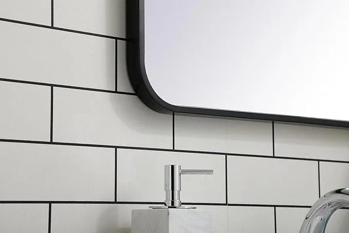 ARS Concepts Aura, Soft Corner Metal Rectangular Mirror 22X30 Inch in, Modern, Black - ModernBath