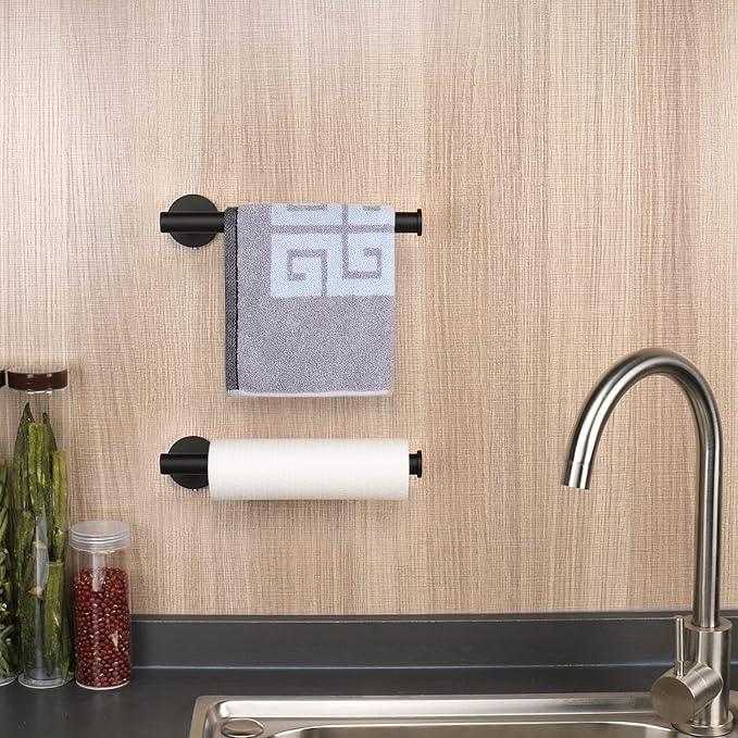 NearMoon Hand Towel Holder/Towel Ring, Thicken Stainless Steel Hand Towel Bar for Bathroom, Rustproof Wall Mounted Towel Rack, Contemporary Style Bath Accessories, 9 Inch (1 Pack, Matte Black) - ModernBath