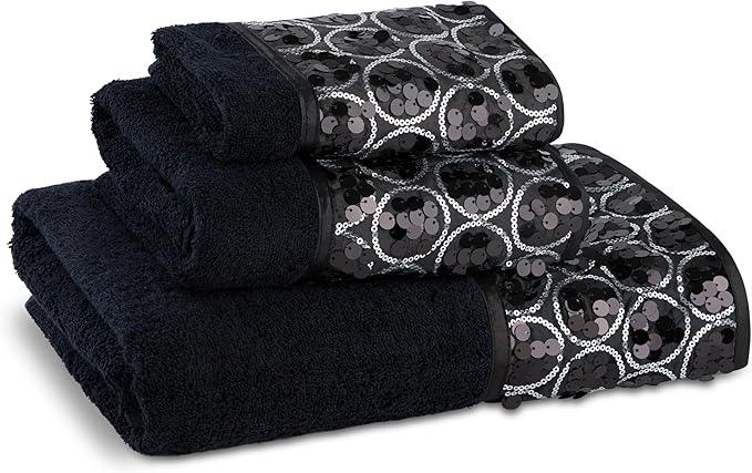 Zahari Home 4pc Sinatra Stylish Bathroom Accessories Set Black Soap Dispenser/Lotion Pump, Tumbler, Tooth Brush Holder and Soap Dish Modern Luxury Decor Bling Mosaic Glass Black Bathroom Accessories - ModernBath