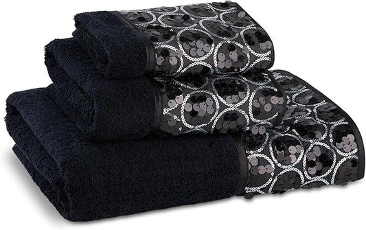 Zahari Home 4pc Sinatra Stylish Bathroom Accessories Set Black Soap Dispenser/Lotion Pump, Tumbler, Tooth Brush Holder and Soap Dish Modern Luxury Decor Bling Mosaic Glass Black Bathroom Accessories - ModernBath