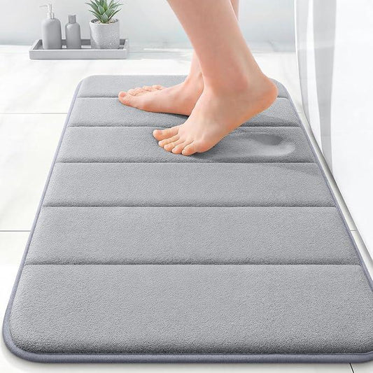 OLANLY Memory Foam Bath Mat 24x16, Super Soft Absorbent Bathroom Rugs, Quick Dry, Machine Washable Shower Floor Rugs, Bathmat Carpet, Bathroom Home Decor Accessories, Grey - ModernBath
