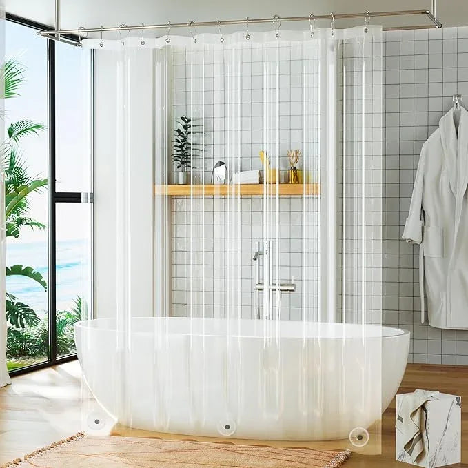Titanker Plastic Shower Curtain Liner, Clear Shower Liner PEVA 72x75 Lightweight Waterproof Shower Curtains for Bathroom with Magnets and Rustproof Grommets - ModernBath