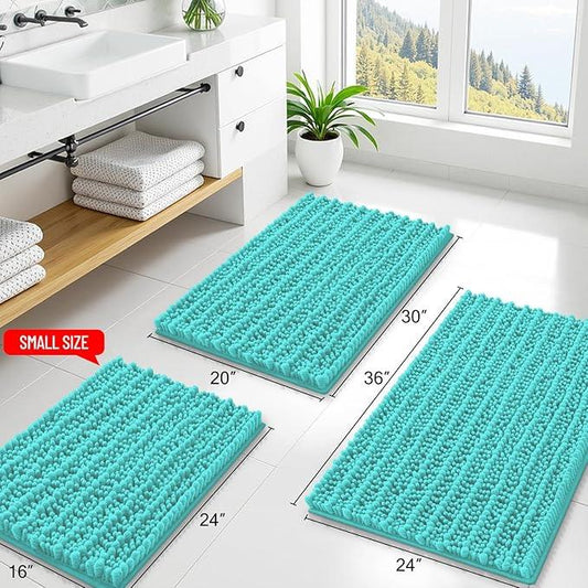 Smiry Bathroom Rugs Mat 36x24, Extra Soft Absorbent Chenille Bath Rugs, Non Slip Rubber Backing Machine Washable Quick Dry Bath Mats for Bathroom Floor, Tub, Shower, Home Decor Accessories, Turquoise - ModernBath