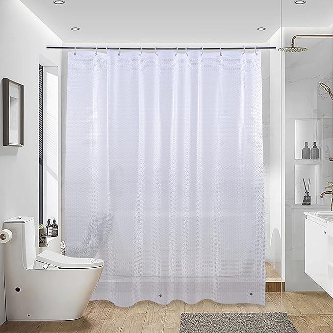 NTBAY EVA Semi-Transparent Clear Shower Curtain with Diamond, Water-Repellent Liner with 3 Magnets for Bathroom, 72x72 Inches - ModernBath