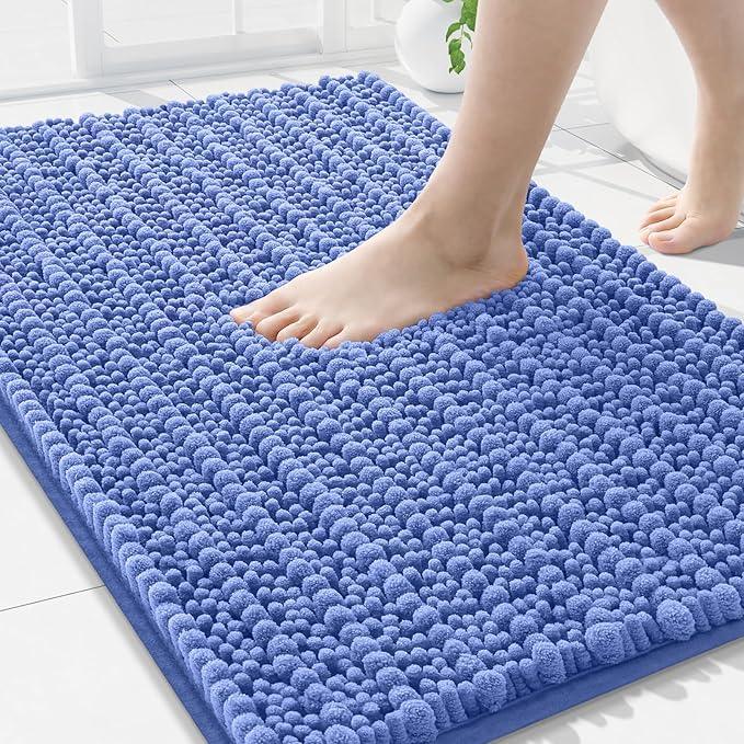 Arotive Luxury Chenille Bathroom Rug Mat, Extra Soft Thick Absorbent Shaggy Bath Rugs, Non-Slip Machine Wash Dry, Plush Bath Mats for Bathroom, Shower and Tub, 36x24, Cornflower Blue - ModernBath