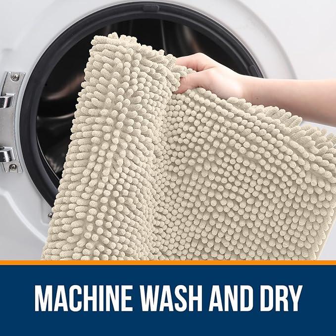 OLANLY Bathroom Rugs 44x24, Extra Soft Absorbent Chenille Bath Rugs, Rubber Backing Quick Dry, Machine Washable Bath Mats for Bathroom Floor, Tub and Shower, Home Decor Accessories, Sand - ModernBath