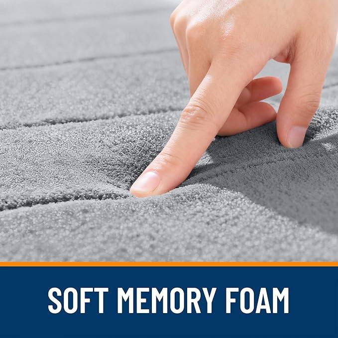 OLANLY Memory Foam Bath Mat 24x16, Super Soft Absorbent Bathroom Rugs, Quick Dry, Machine Washable Shower Floor Rugs, Bathmat Carpet, Bathroom Home Decor Accessories, Grey - ModernBath