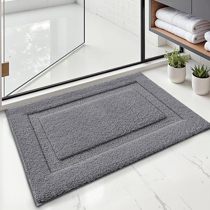 LUMI Ultra Soft Bathroom Rugs Non Slip with Rubber Backing, Absorbent Washable Bath Mat Quick Dry, Upgraded Premium Microfiber Plush Carpet for Bathtub and Shower Floor, Dark Grey, 24x36 - ModernBath