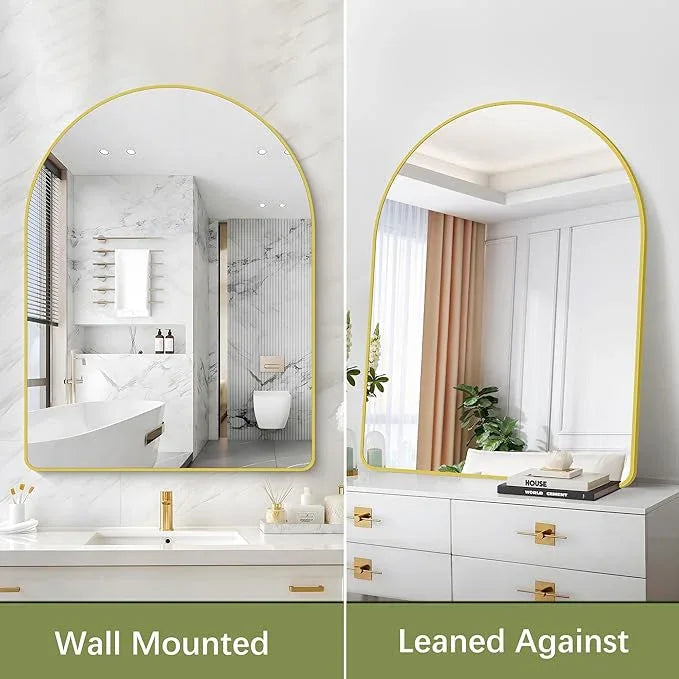 Arched Bathroom Mirror, 36"x48" Gold Arch Mirror for Bathroom, Wall Mounted Mirror, Gold Vanity Wall Mirror w/Metal Frame for Bedroom, Entryway, Living Room, Vertically Hanging or Leaning Against - ModernBath