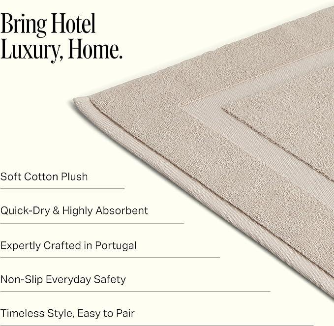 Preston Lane Douro Bath Mat – 100% Cotton, Plush & Absorbent Quick-Dry Bathroom Rug – Hotel-Quality Floor Mat for Shower or Tub, Made in Portugal, Clay - ModernBath