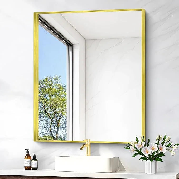 NIMURY Gold Bathroom Mirror, 30x36 Inch Rectangular Framed Mirror, Large Wall Mounted Bathroom Vanity Mirror Over Sink for Bedroom,Restroom, Living Room, Hangs Vertically or Horizontally - ModernBath