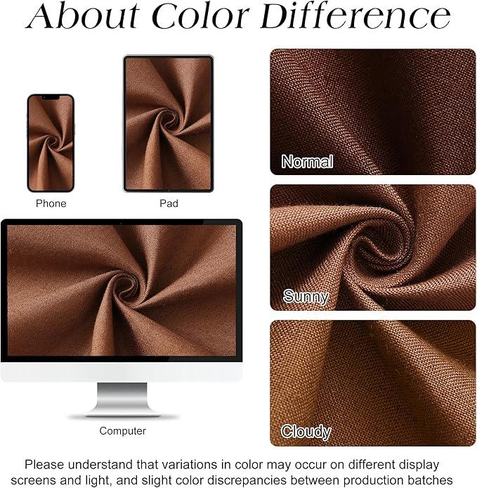 Naturoom Rustic Brown 54 Inch Shower Curtain - Stall Narrow Half Linen Ultra Thick Fabric Shower Curtain Set with Hooks, Boho Farmhouse Rustic RV Camper Bath Curtains for Bathroom, 54x78 - ModernBath