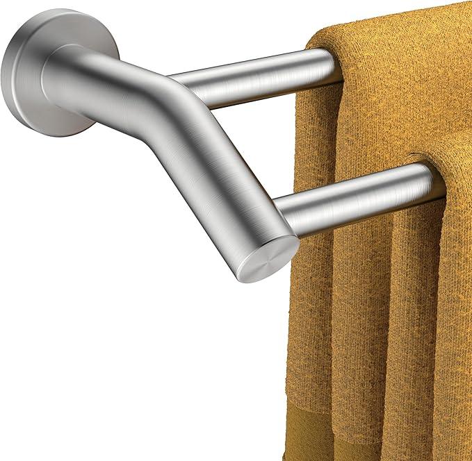 FORIOUS Double Towel Bar 24", Heavy Duty SUS304 Stainless Steel Dual Towel Racks for Bathroom Wall Mount, Space Saving Towel Rod Towel Holder Rail, Brushed Nickel - ModernBath
