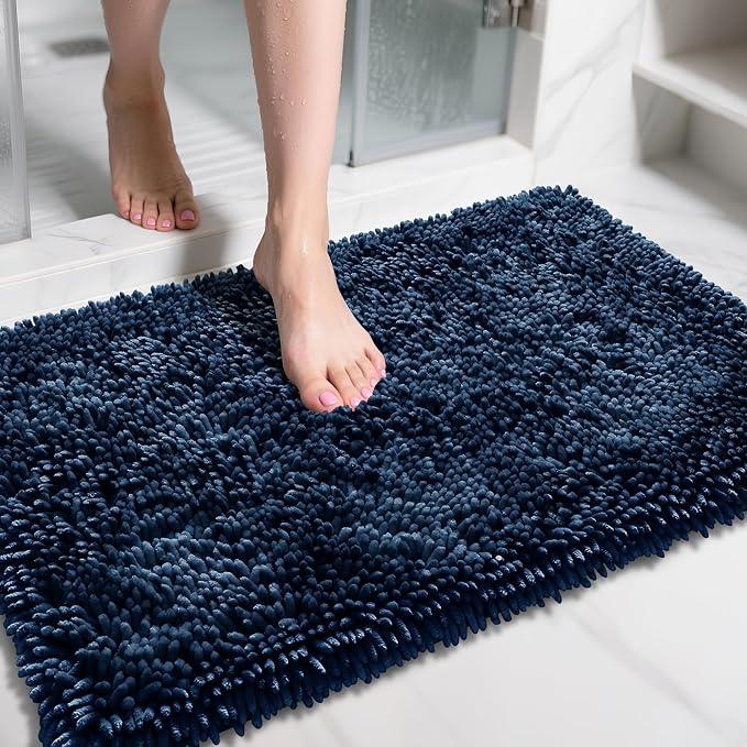 Yimobra Large Bathroom Rug Non Slip 36x24 Inch, Extra Thick Soft Absorbent Chenille Bath Mat, Machine Washable Quick Dry Bath Rugs for Bathroom Floor, Tub and Shower, Home Decor Accessories, Navy Blue - ModernBath