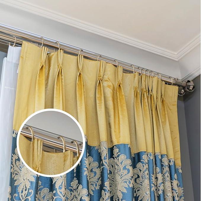 Hotop 30 Pcs Metal Drapery Curtain Rings 0.98/1.26/1.65 inch Interior Diameter and 30 Pcs Hanging Curtain Drapery Pin Hooks for Window Door Shower(Champagne Gold,25mm) - ModernBath