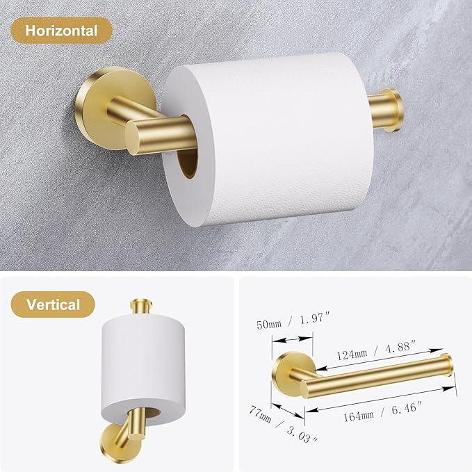 Lairuier Bathroom Hardware Set, 4-Piece Towel Holder Set Include Toilet Paper Holder,Towel Ring and 2 Towel Hooks Stainless Steel Wall Mounted Bathroom Hardware Accessories Set (Brushed Gold) - ModernBath